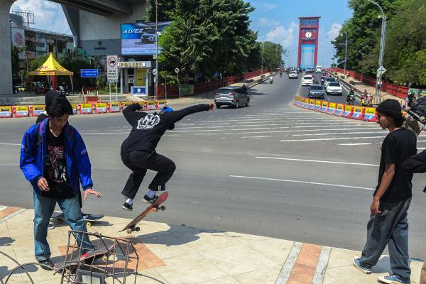Potret Skateboarder Palembang Peringati Hari Skateboard Sedunia 2023