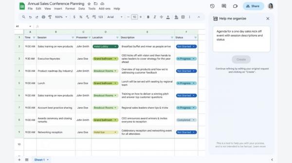 Duet AI Bisa Bantu Bikin Templat Khusus di Google Sheets