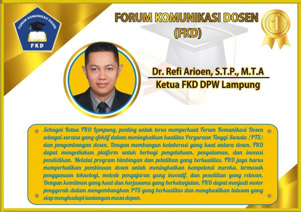 Refi Arioen Dosen Saburai Terpilih Menjadi Ketua FKD Lampung