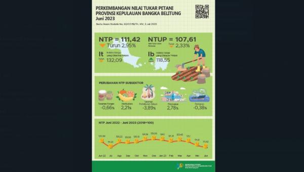 Nilai Tukar Petani di Babel pada Juni 2023 Turun 2,95 Persen