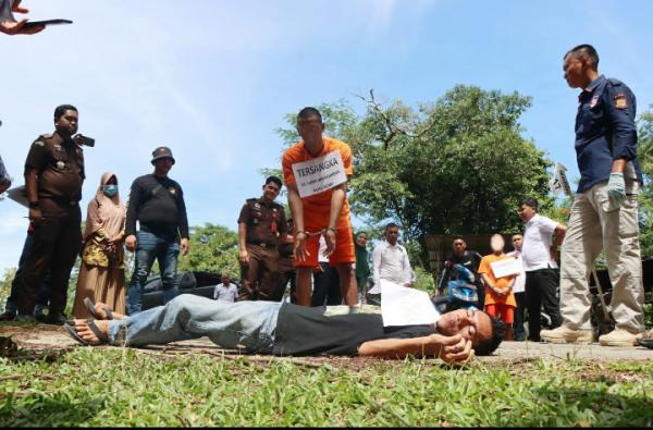Sat Reskrim Polres Aceh Selatan Gelar Rekonstruksi Kasus Pembunuhan Warga Kluet Tengah
