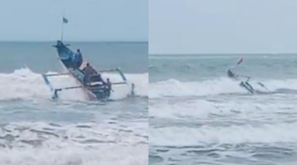 Cuaca Buruk, Perahu Nelayan Hancur Dihantam Ombak di Perairan Cimanggu Ujung Kulon