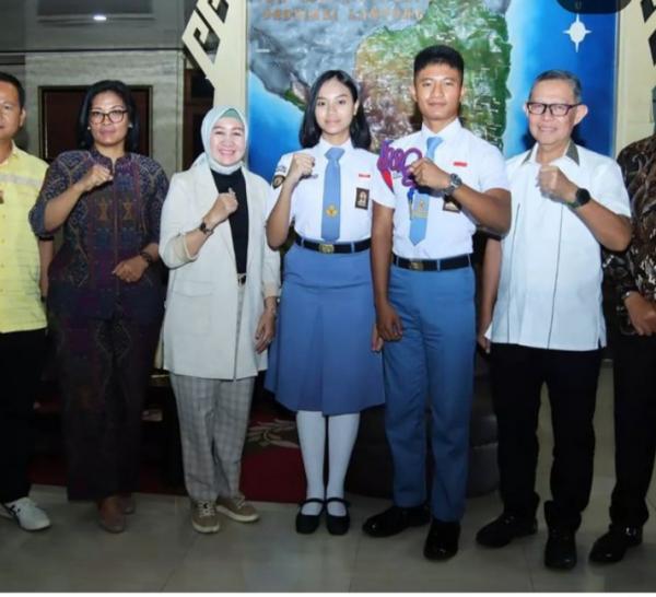 Menjadi Anggota Paskibraka Nasional, Dua Siswa Wakil Provinsi Lampung Diterima Sekdaprov Lampung