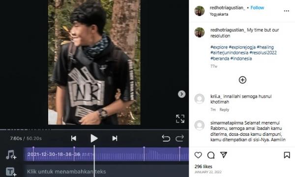 Diduga jadi Korban Mutilasi di Jogja, Akun Instagram Redho alias Tommy Diserbu Warga Net