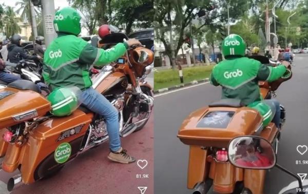Viral Abang Ojol Pakai Motor Harley, Netizen: Orang Kaya Bercandanya Begitu