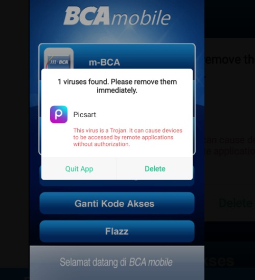 Aplikasi Mobile Banking BCA ada Pop up Virus, Waspada Jangan di Klik!