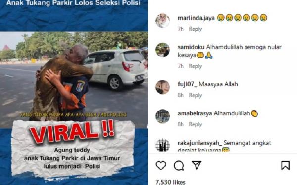 Momen Haru Anak Tukang Parkir di Surabaya Lolos Jadi Polisi Membuat Netizen Simpatik