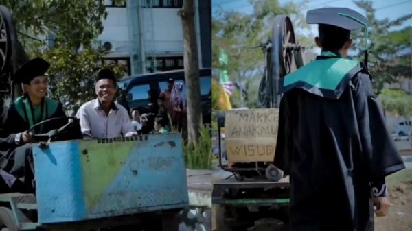 Mahasiswa UIN Salatiga Wisuda Naik Mobil Diesel Gergaji Keliling, Viral!