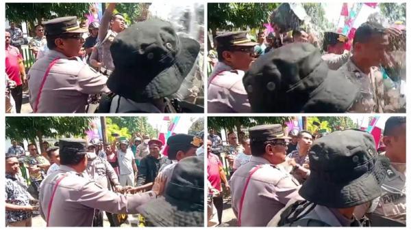 Video Viral Oknum Polisi Siram Air Kotor ke Aktivis PMKRI yang Berdemonstrasi di Maumere