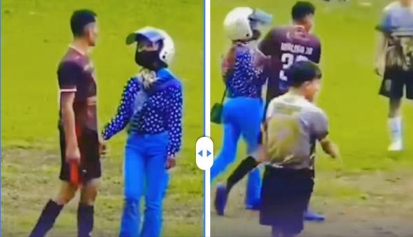 Istri Jemput Paksa Suami Main Bola di Stadion, Warganet Ramai Beri Komentar