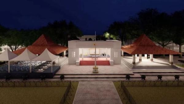Penampakan Dekorasi Istana Merdeka untuk Upacara HUT RI di Alun-alun Banjarnegara 