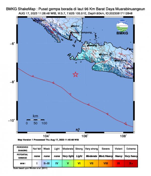 Breaking News! Gempa M 5,9 Guncang Wilayah Muara Binuangeun Banten