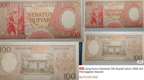 Fantastis, Harga Uang Kertas Kuno Rp100 Tahun 1958