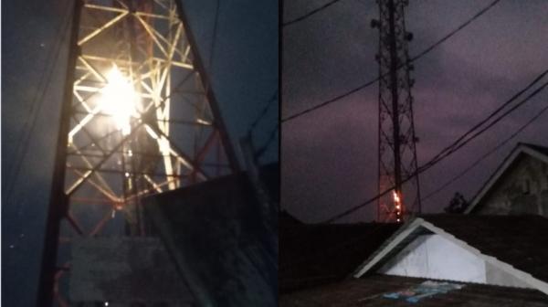 Kebakaran Landa Menara BTS di Rangkasbitung, Petugas Damkar Berhasil Melokalisir Api
