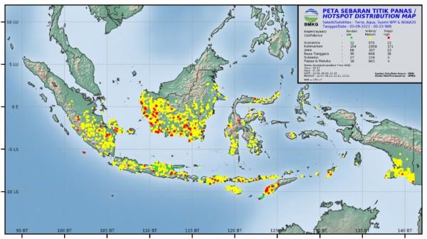 Hotspot di Sumatera 609 Titik Panas, 10 Titik di Riau