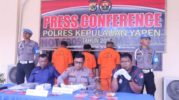 Penangkapan Tersangka Narkotika, Polres Kepulauan Yapen Gelar Konferensi Pers