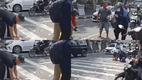 Viral, Uang Pecahan Seratus Ribu Rupiah Berhamburan di Jalan, Warga Auto Panik