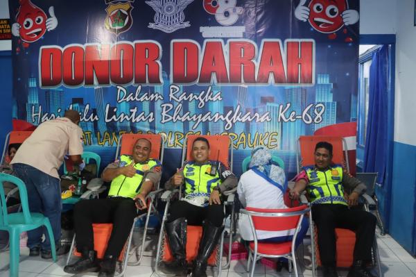 Meriahkan HUT Lantas Ke 68, Satlantas Polres Merauke Papua Selatan Gelar Donor Darah