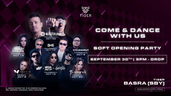 Stevenndut, Erica Carlina hingga Blasterjaxx Siap Hebohkan Grand Opening HW Tiger Basra Surabaya