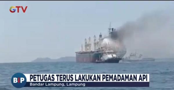 Kapal Kargo Terbakar di Teluk Pesawaran Lampung, Semua ABK Selamat