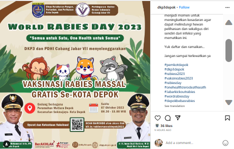 DKP3 dan PDHI Cabang Jabar VII Sediakan Vaksinasi Rabies Massal Gratis Sambut World Rabies Day 2023