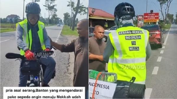 Viral, Pria asal Serang Menuju Makkah Naik Sepeda, Kini Sudah Sampai Malaysia