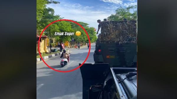 Viral Video Emak-Emak Terobos Rombongan Pawai Kapolda Aceh, Netizen: Ras Terkuat di Bumi