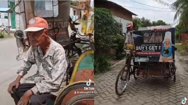 Viral Kakek Essimen Rela Jadi Tukang Becak Demi Mencari Sesuap Nasi, Netizen: Semoga Ada Orang Baik