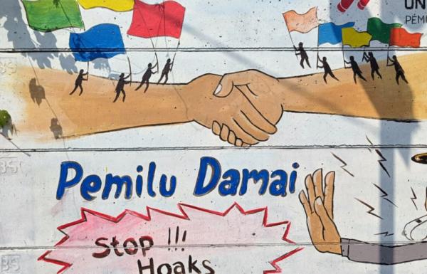 Mural Pemilu Damai dan Tolak Politik Uang Hiasi Dinding Kota Depok