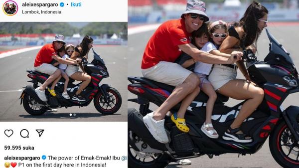 Tingkah Pebalap MotoGP, Aleix Espargaro Posting Foto Bareng Keluarga di Garis Star Sirkuit Mandalika