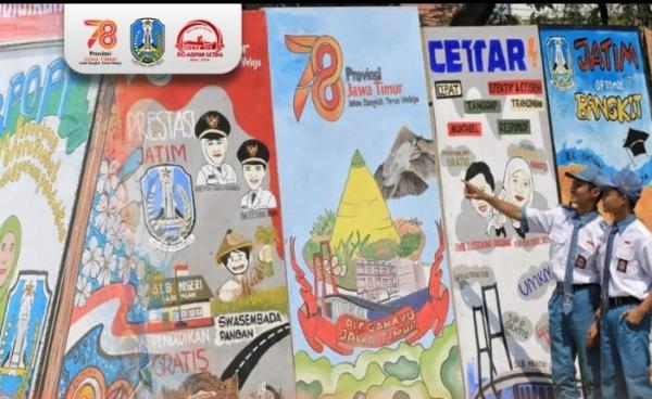 Ribuan Mural Karya Pelajar SMA Sederajat Jatim Pecahkan Rekor MURI