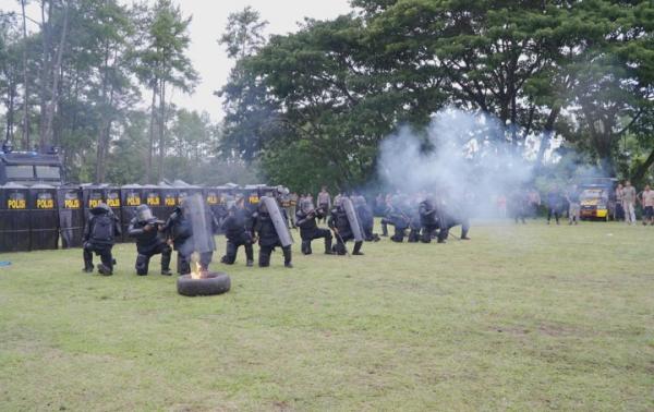 Polres Pidie dan Batalyon A Sat Brimob Polda Aceh Gelar Simulasi Sispamkota, Jelang Pemilu 2024