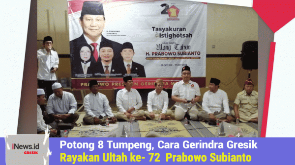 Potong 8 Tumpeng, Cara Gerindra Gresik Rayakan Ultah ke- 72  Prabowo Subianto