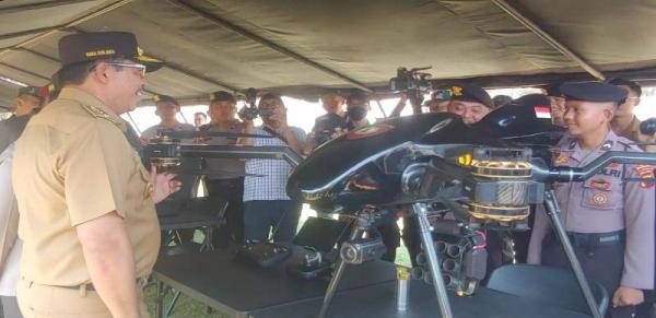 Operasi Pengamanan Pemilu 2024, Polda Jateng Pamerkan Drone Pelontar Gas Air Mata