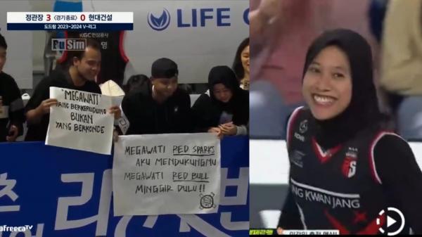 Keren! Megawati Top Skorer di Laga Red Sparks vs Hyundai Hillstate, Tulisan Suporter Jadi Sorotan