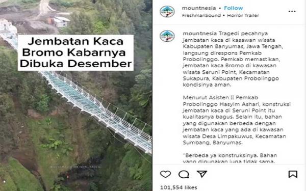 Jembatan Kaca Seruni Point Gunung Bromo Diresmikan Desember 2023, Pemkab Probolinggo Jamin Aman
