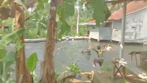 Penggerebekan Arena Judi Sabung Ayam di Tasikmalaya, Para Pelaku Kabur Nyebur ke Kolam Ikan
