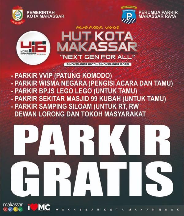 HUT Kota Makassar ke-416, PD Parkir Siapkan Parkir Gratis, Ini Lima Titiknya