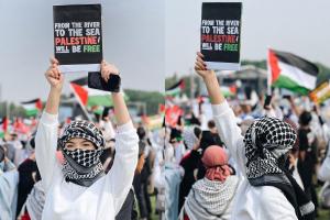 Glenca Chysara Pakai Keffiyeh Ikut Aksi Bela Palestina, Mirip Wanita Arab