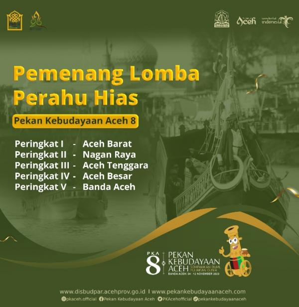Aceh Barat Peringkat 1 Pemenang Lomba Perahu Hias di PKA Ke-8