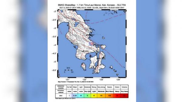 Wilayah Morosi Konawe Diguncang Gempa Bumi Magnitudo 3.3
