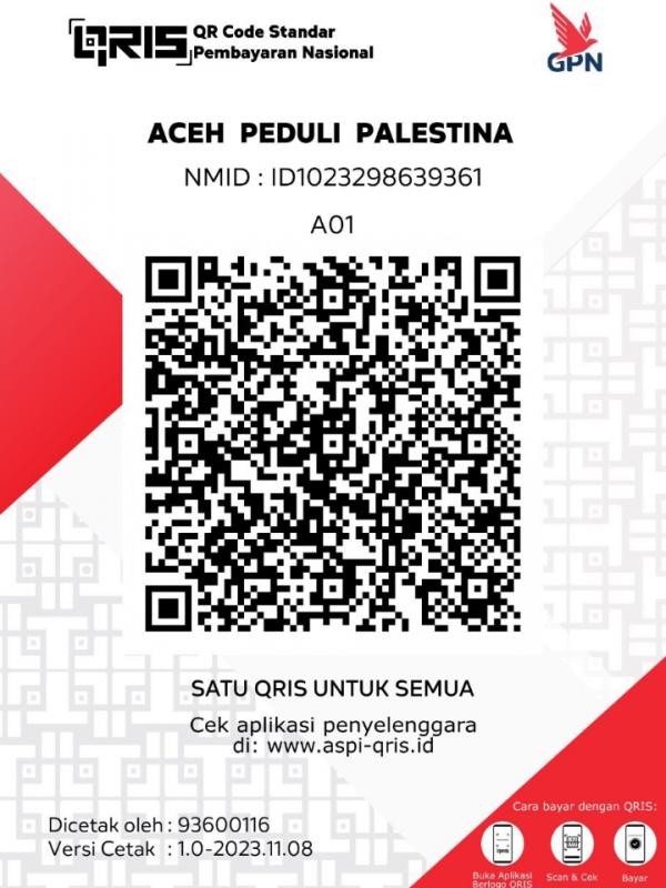 Ternyata Ini Rekening “Aceh Peduli Palestina”, Jika Mau Lebih Gampang Silakan Layanan QRIS