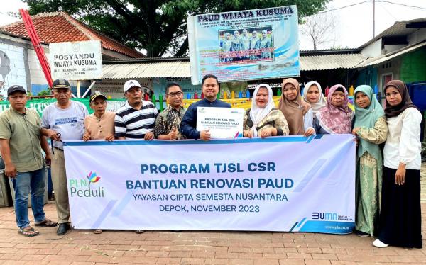PLN UP3 Depok Renovasi PAUD Wijaya Kusuma dengan Bantuan TJSL