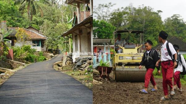 Warga Desa Ciroyom Tasikmalaya Sambut Pembangunan Jalan Ready Mix, Realisasi DD Tahap III TA 2023
