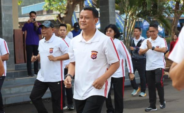 Kapolda Banten Pimpin Olah Raga Bersama HUT ke-73 Polairud Tahun 2023