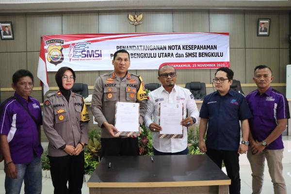 Polres Bengkulu Utara dan SMSI Komitmen Tangkal Hoax di Pemilu 2024