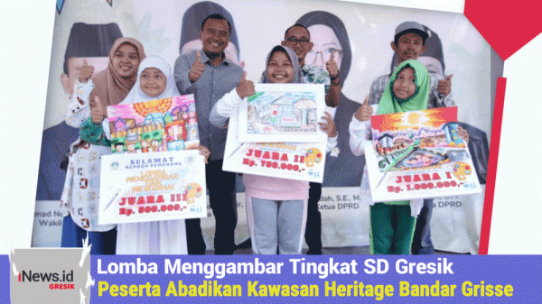 Puluhan Peserta Abadikan Kawasan Heritage Bandar Grisse Dalam Lomba Menggambar Tingkat SD Gresik