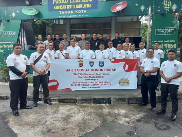 Satuan Pengamanan Binaan Polres Tasikmalaya Kota Gelar Donor Darah dalam Perayaan HUT Satpam Ke-43