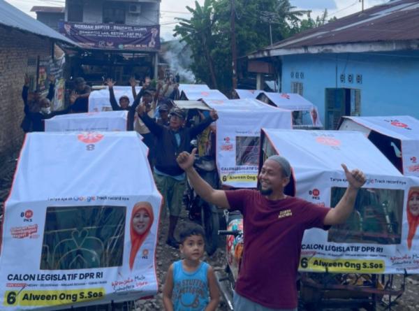 Caleg DPR RI Alween Ong Memulai Kampanye Hari Pertama dengan Dukungan Kuat Kelompok Abang Becak
