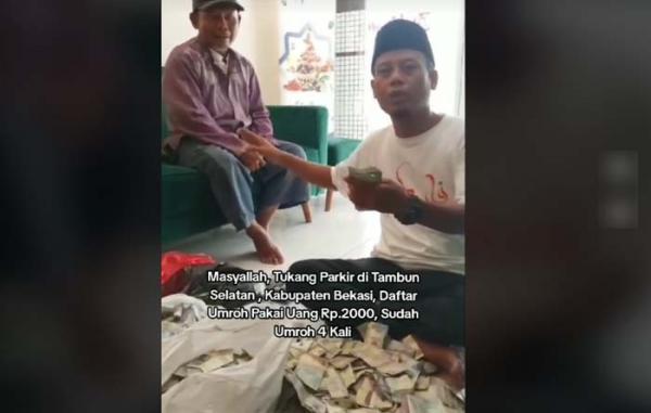 Masya Allah! Tukang Parkir di Tambun Bekasi 4 Kali Umrah, Bawa Banyak Plastik Berisi Uang Rp2.000-an